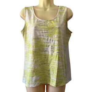 Chico’s Zenergy White & Lime Knit Tank Top Woman Size 8